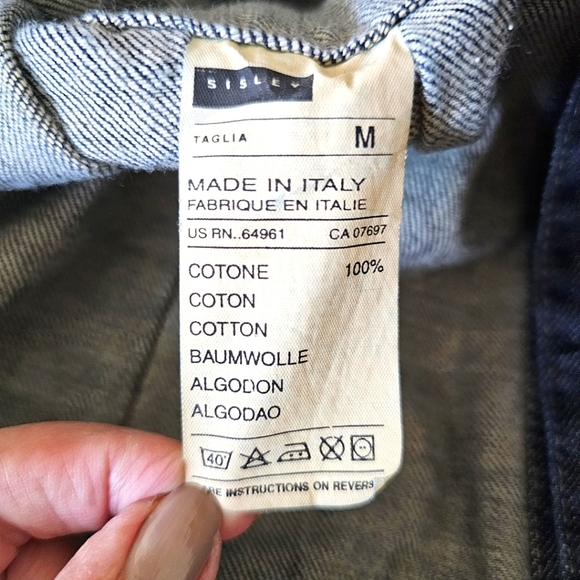 Sisley jean jacket size M denim blue button front trucker style Italy - Picture 10 of 11